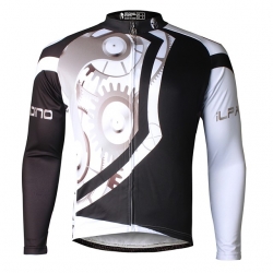 Pocketed Winter Men Lining Fleece Thermal Long Sleeve Road Cycling Clothing Black Cycling Jersey