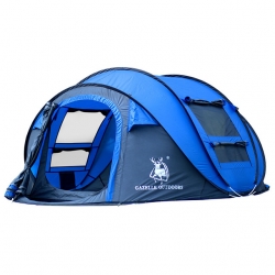 Waterproof Pop Up Blue Outdoor Pop Up Tent Yellow Windproof 4 Man Pop up Tent