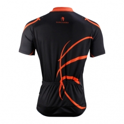 Short Sleeve Men Bicycle Shirt Pocketed Black Orange Team Cycling Jerseys