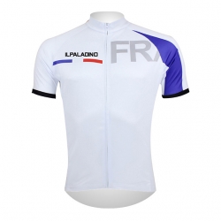 Short Sleeve Men Cheap Cycling Clothing YKK zipper White+Blue Patchwork Bicycle Shirt