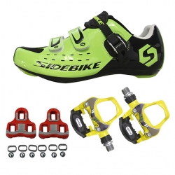 Breathable Cycling Shoes with Pedals & Cleats Unisex Road Green Black Bike Riding Shoes