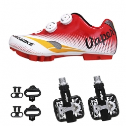Men Red Cycling Shoes Mountain Bike Bike Shoes with Pedals & Cleats