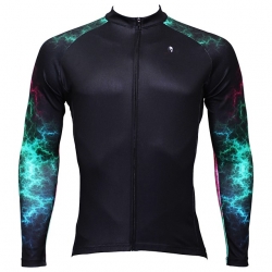 Breathable Black Mountain Bike Shirts Long Sleeve Men Winter Lining Fleece Thermal Cycling Jersey