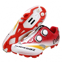 Men White Red Clipless Shoes Waterproof MTB Bicycle Shoes