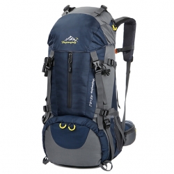 Professional Oxford Nylon Black Hiking Backpack Blue High Capacity 50 L Backpacking Rucksack