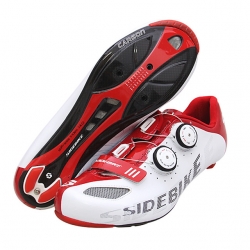 Men Road Bike Red White Clipless Shoes Waterproof Bicycle Shoes