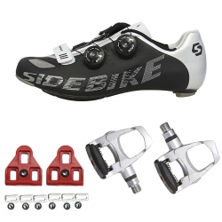 Men Road Black Clipless Shoes Anti-Slip Bicycle Shoes with Pedals & Cleats