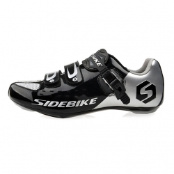 Breathable Clipless Shoes with Cleats & Pedals Men Road Black Bike Shoes