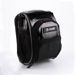 0.8 L Green Durable Cycling Messenger Bag PU Leather Oxford Cloth Black Bicycle Handlebar Bag