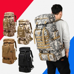 60 L Yellow High Capacity Military Tactical Backpack Wear Resistance Oxford Black Rucksack