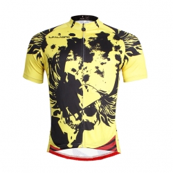 Short Sleeve Men Cycling Shirts Stretchy Yellow Back Cycling Tops