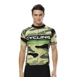 Pocketed Army Green Back Cycling Jersey Men Custom Cycling Clothing