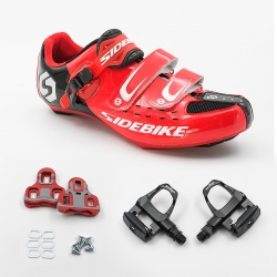 Breathable Bike Shoes with Pedals & Cleats Men Road bike Red black Cycling Shoes