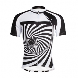 YKK zipper Men Short Sleeve Road Cycling Clothing Black White Stripes Cycling Jersey