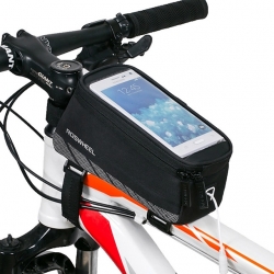 Mesh Terylene Black Bike Phone Bag Touch Screen 1.7 L Waterproof Frame Bag