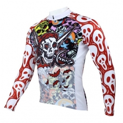 Red and White Purple Yellow Skull Cycling Jersey Sale Men Winter Fleece Thermal Best Cycling Jerseys