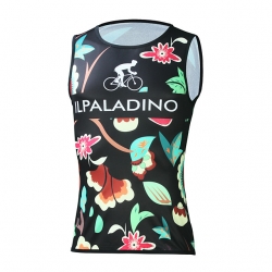 Moisture Wicking Black Floral Botanical Cheap Cycling Clothing Men Sleeveless Cycling Jersey