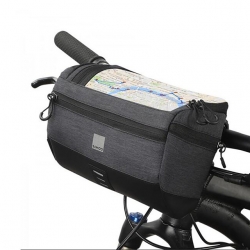 300D Polyester Dark Gray Bicycle Pouch YKK Zipper 2 L Handlebar Camera Bag