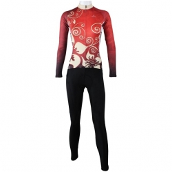 Breathable Red Floral Botanical Back Cycling Jersey Kits Women Cycling Jersey with Tights