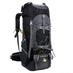 70 L Fuchsia High Capacity Hiking Backpack Breathable Polyester Nylon Black Backpacking Backpacks