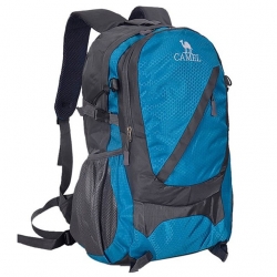 35 L Blue Wear Resistance Trekking Backpack Multi Functional Nylon Cloth Black Hiking Backpack
