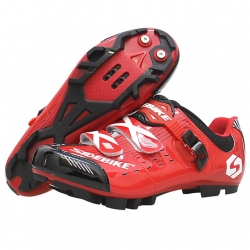 Men Red black Bicycle Shoes Breathable Mountain Bike MTB Bike Riding Shoes