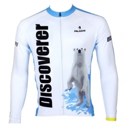 UV Resistant White+Sky Blue Stripes Cycling Jersey Men Winter Fleece Road Cycling Clothing