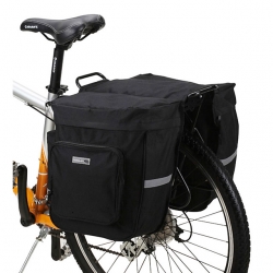 30 L Reflective Grocery Panniers For Bikes Large Capacity 600D Polyester Mesh Black Bike Panniers Bag