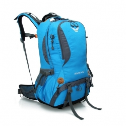 Multi Functional Nylon Cloth Red Hiking Backpack Blue Wear Resistance 35 L Rucksack