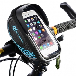 Touch Screen Polyster EVA TPU Black Bike Frame Bag Yellow Reflective Bicycle Phone Bag