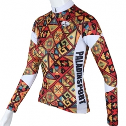Polyester Red Plaid Checkered Mtb Jerseys Long Sleeve Women Winter Cool Cycling Jerseys
