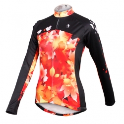 Long Sleeve Women Winter Fleece Team Cycling Jerseys YKK zipper Black Orange Phoenix Cycling Jersey