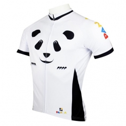 Short Sleeve Men Unique Cycling Jerseys Stretchy White Panda Custom Cycling Clothing