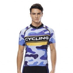 Ultraviolet Resistant Navy Blue Back Cycling Jersey Men Biking Shirt