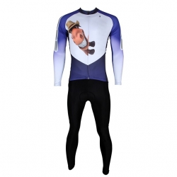 Men Winter Lining Fleece Thermal Cycling Wear Stretchy White Cycling Team Kits with Tights