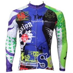 UV Resistant Winter Men Lining Fleece Thermal Long Sleeve Cycling Jersey Blue Custom Bike Jerseys