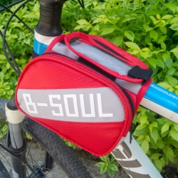 Oxford PVC Black Mountain Biking Bag Red Phone Holder 8 L Waterproof Frame Bag
