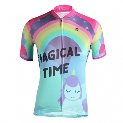 Micro Elastic Pink Cartoon Back Bicycle Shirt Women Cheap Cycling Clothing