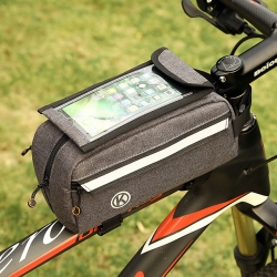Touch Screen Oxford TPU Dark Gray Best Bicycle Bags Reflective 1.5 L Bicycle Phone Case