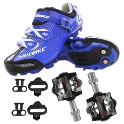 Men Black Bicycle Shoes Breathable Mountain Bike Bike Riding Shoes with Pedals & Cleats
