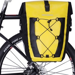 27 L Yellow Foldable Luggage Large Capacity TPU 840D Nylon Black Bike Pannier Bag