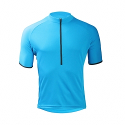 Breathable Sky Blue Cycling Jersey Short Sleeve Men Road Bike Jersey