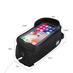 Touch Screen Waterproof Material 600D Polyester PVC Black Road Bike Bag Reflective 0.8 L Bike Phone Bag