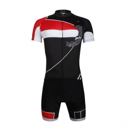 Short Sleeve Men Cycling Suit Stretchy Red Eagle Cycling Kit with Shorts